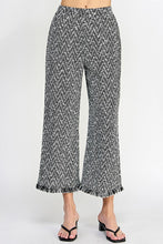 White/Black Fringe Detail Crop Pants