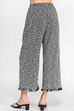 White/Black Fringe Detail Crop Pants