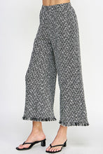 White/Black Fringe Detail Crop Pants
