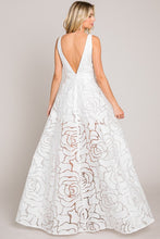 White Jacquard Print Fabric Long Dress