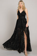 Black Jacquard Print Fabric Long Dress