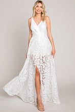 White Jacquard Print Fabric Long Dress