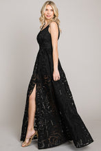 Black Jacquard Print Fabric Long Dress