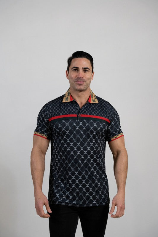 Black Men'S Plaid Polo Shirt