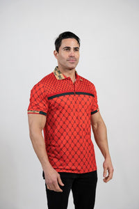 Red Men'S Plaid Polo Shirt