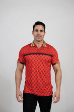Red Men'S Plaid Polo Shirt