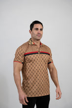Khaki Men'S Plaid Polo Shirt