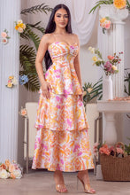 White Multi Print Ruffle Long Dress