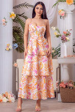 White Multi Print Ruffle Long Dress