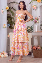 White Multi Print Ruffle Long Dress