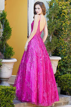 Fuchsia Spaghetti Straps A Line Glitter Print Dress