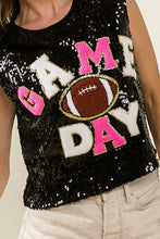 Black/Fuchsia Game Day And Football Patches Sequin Top