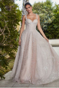 Blush Pearleque Ball Gown With Crystal Stra