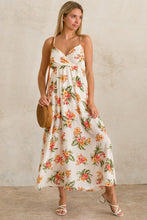 White Tropical Floral Print V Neck Cami Maxi Sundress