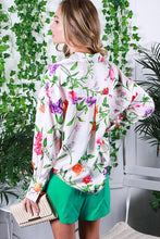 Champagne Floral Printed Satin Blouse Top