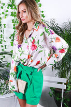 Champagne Floral Printed Satin Blouse Top