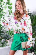 Champagne Floral Printed Satin Blouse Top