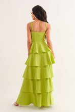 Lime Sleeveless Tiered Midi Dress