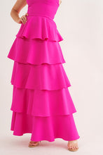 Fuchsia Sleeveless Tiered Midi Dress