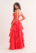 Orange Sleeveless Tiered Midi Dress