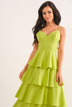 Lime Sleeveless Tiered Midi Dress