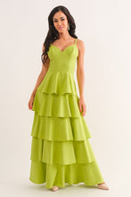 Lime Sleeveless Tiered Midi Dress