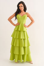 Lime Sleeveless Tiered Midi Dress