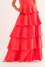 Orange Sleeveless Tiered Midi Dress