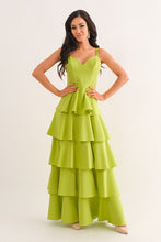 Lime Sleeveless Tiered Midi Dress