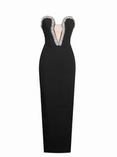 Ivanna Black Crystal Embellished Maxi Dress(Gloves Included)