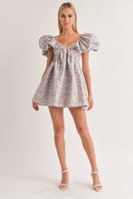 Lilac/Peach Puff Sleeve Mini Dress