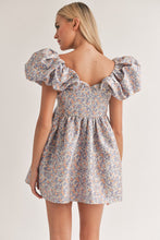 Lilac/Peach Puff Sleeve Mini Dress