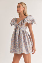 Lilac/Peach Puff Sleeve Mini Dress