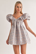 Lilac/Peach Puff Sleeve Mini Dress
