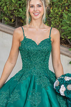 Hunter Green Lace Top Shoulder Straps Quinceanera Ball Gown