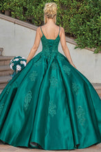 Hunter Green Lace Top Shoulder Straps Quinceanera Ball Gown