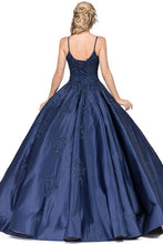 Navy Lace Top Shoulder Straps Quinceanera Ball Gown