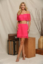 Hot Pink Western Fringed Top Mini Skirt Set
