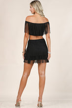 Black Western Fringed Top Mini Skirt Set