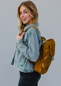 Mustard Diamond Pattern Backpack