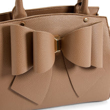 Taupe Vegan Bow Leather Tote/Crossbody Bag