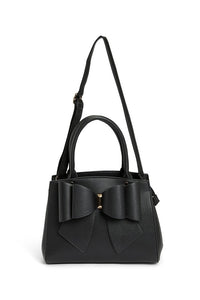 Black Vegan Bow Leather Tote/Crossbody Bag