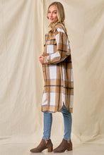 Mustard Brushed Flannel Plaid Button Pocketed Shacket