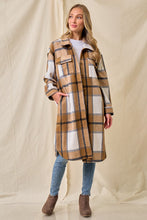 Mustard Brushed Flannel Plaid Button Pocketed Shacket