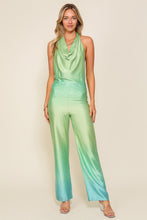 Green Combo Sleeveless Cowl Neck Ombre Jumpsuit
