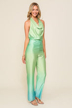 Green Combo Sleeveless Cowl Neck Ombre Jumpsuit