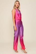 Purple Combo Sleeveless Cowl Neck Ombre Jumpsuit