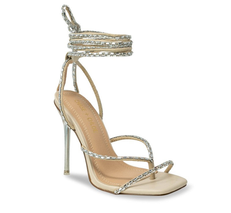 Nude Women's Lace Up Stiletto Heel