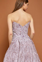 Mauve Off Shoulder V Neck Embroidery Ball Gown