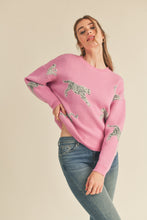 Electric Orchid Leopard Knit Sweater